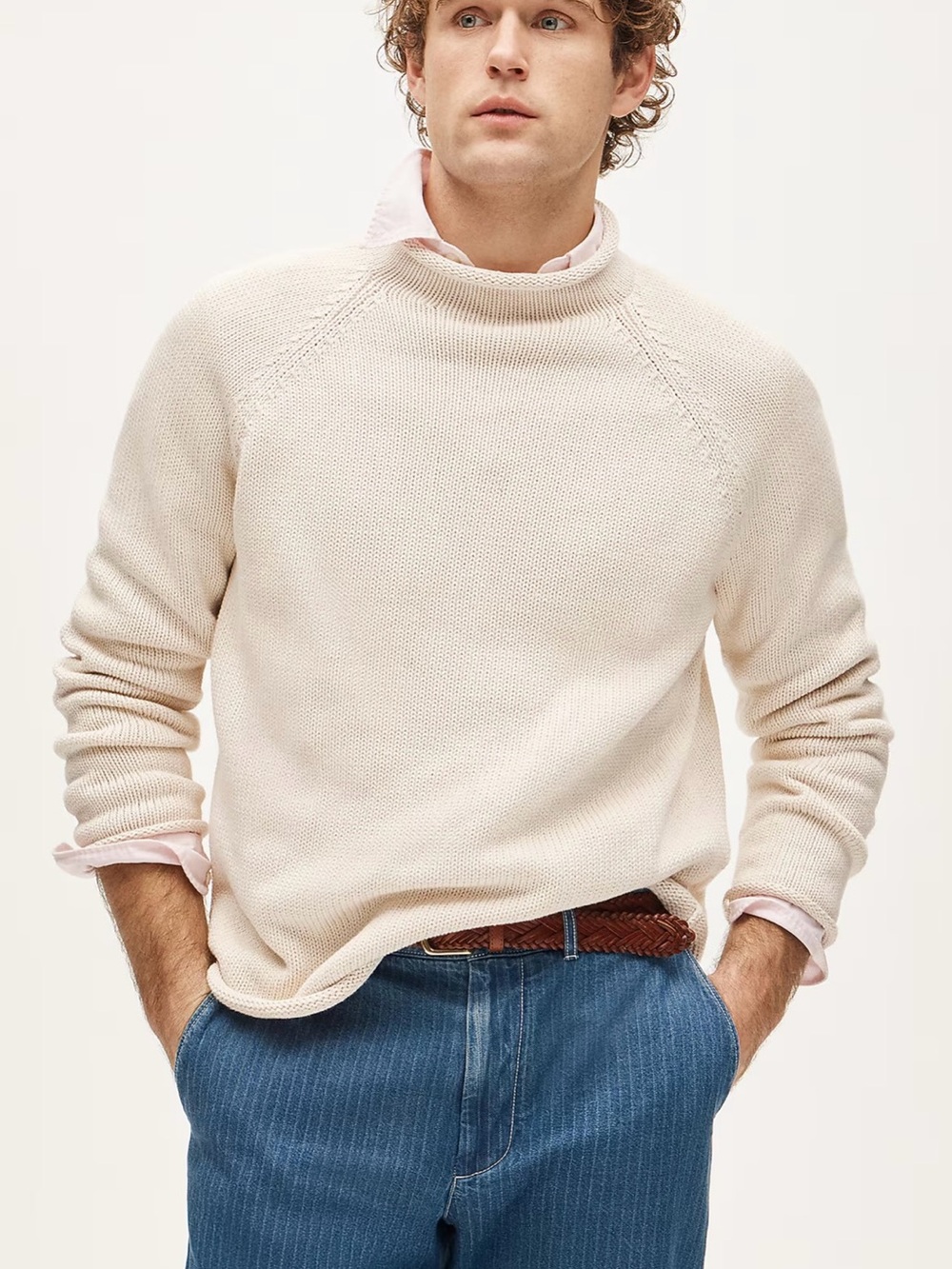 J. CREW 1988 RollneckT™ sweater in cotton in Mountain White Size M $98 BW186 - Picture 2 of 10